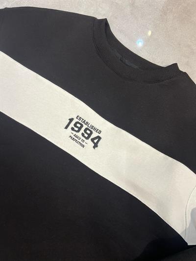 Siyah Renk 1994 Nakışlı Parçalı Sweatshirt