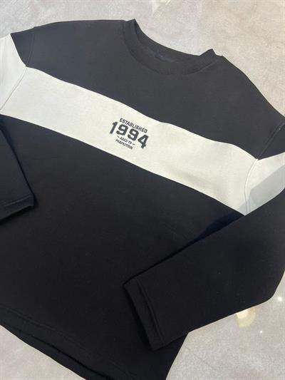 Siyah Renk 1994 Nakışlı Parçalı Sweatshirt