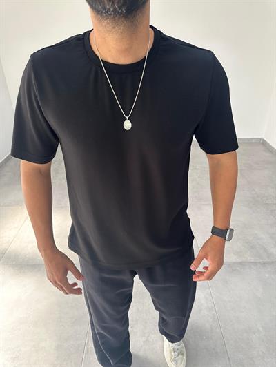 Siyah Renk Oysho Kumaş Basic T-shirt