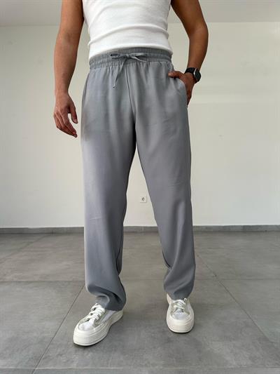 Tensel Kumaş Gri Renk Baggy Pantolon