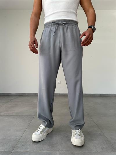 Tensel Kumaş Gri Renk Baggy Pantolon