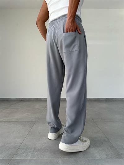 Tensel Kumaş Gri Renk Baggy Pantolon