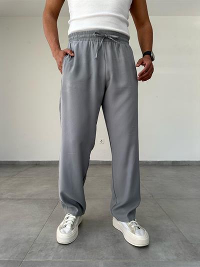 Tensel Kumaş Gri Renk Baggy Pantolon