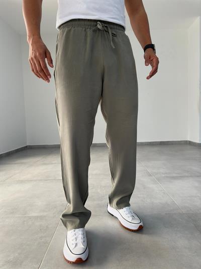 Tensel Kumaş Haki Yeşil  Baggy Pantolon