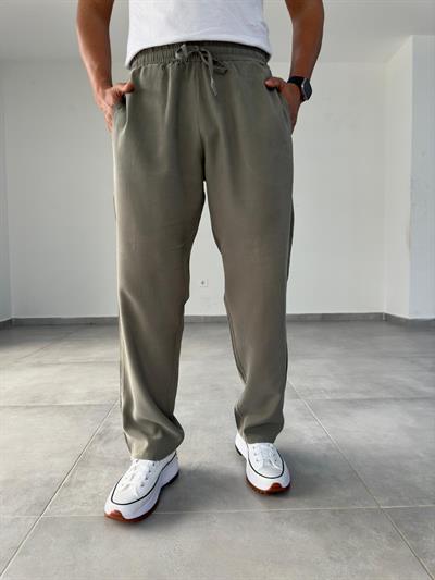 Tensel Kumaş Haki Yeşil  Baggy Pantolon
