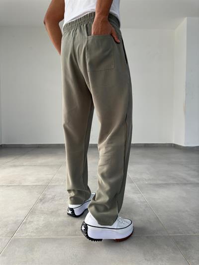 Tensel Kumaş Haki Yeşil  Baggy Pantolon