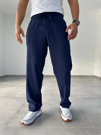Tensel Kumaş Lacivert Renk Baggy Pantolon