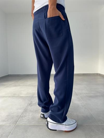 Tensel Kumaş Lacivert Renk Baggy Pantolon