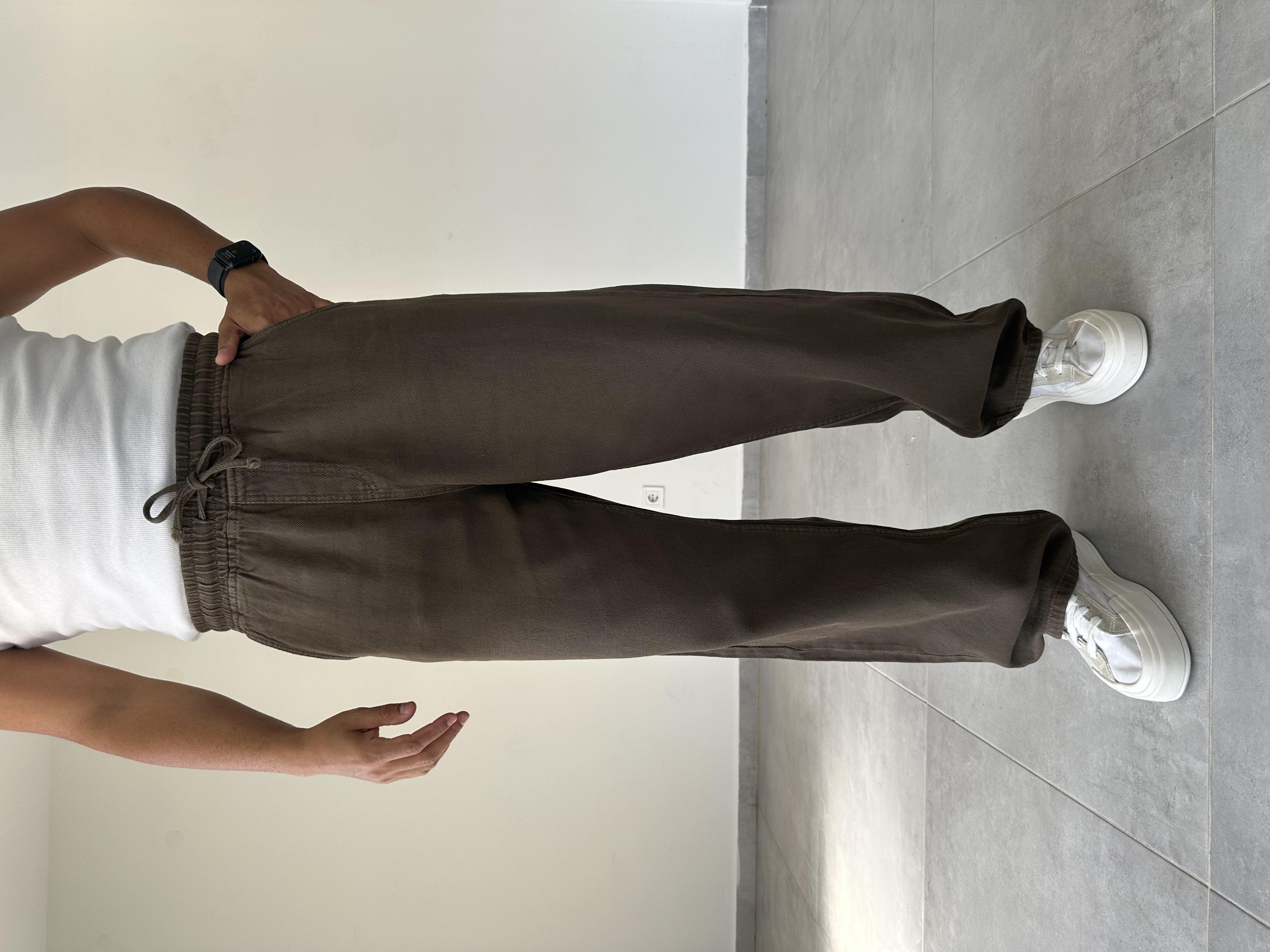 Kahve Renk Gabardin Kumaş Bol Kesim Baggy Pantolon