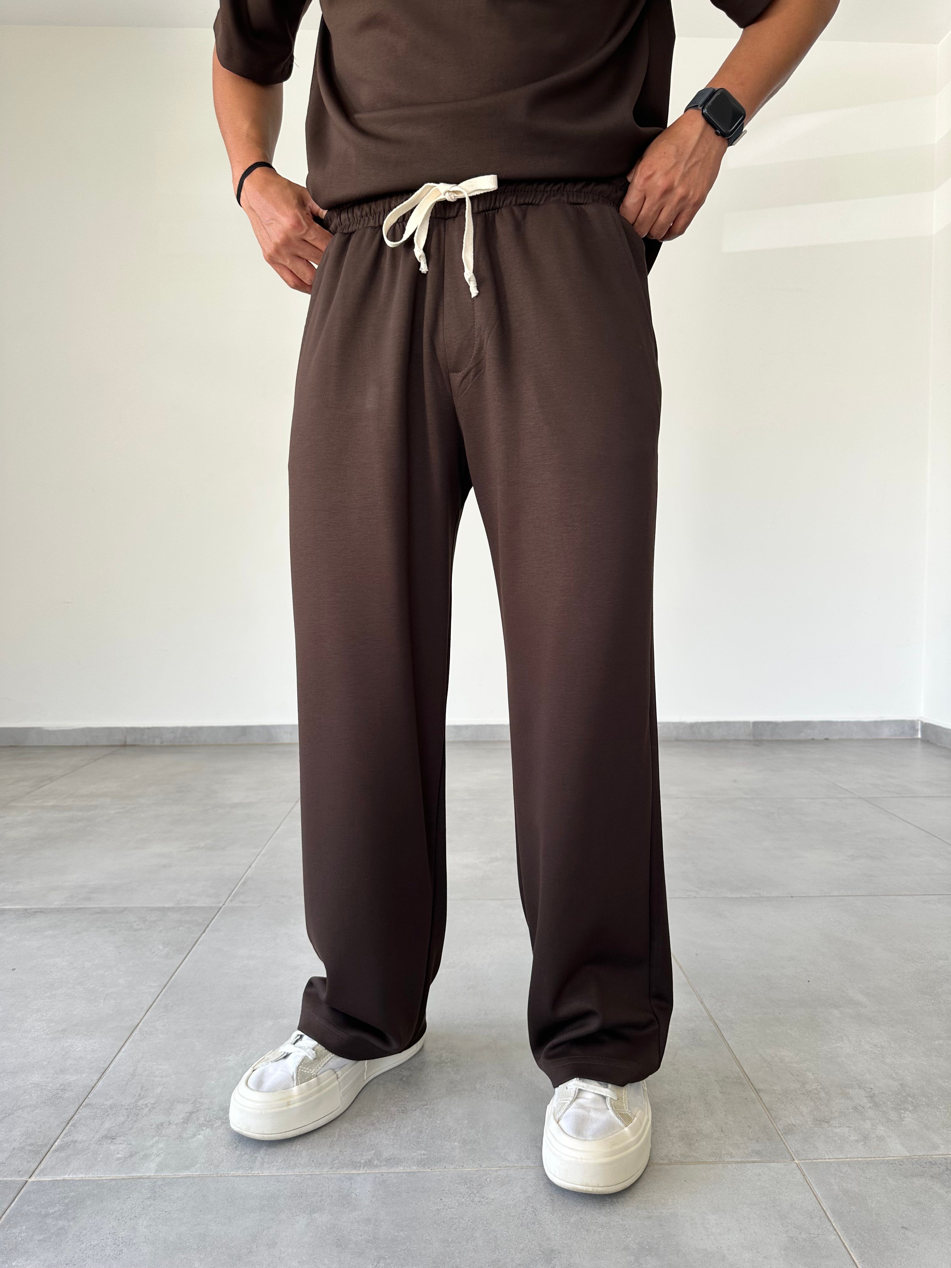 Kahve Renk Modal Kumaş Rahat Kesim Baggy Pantolon