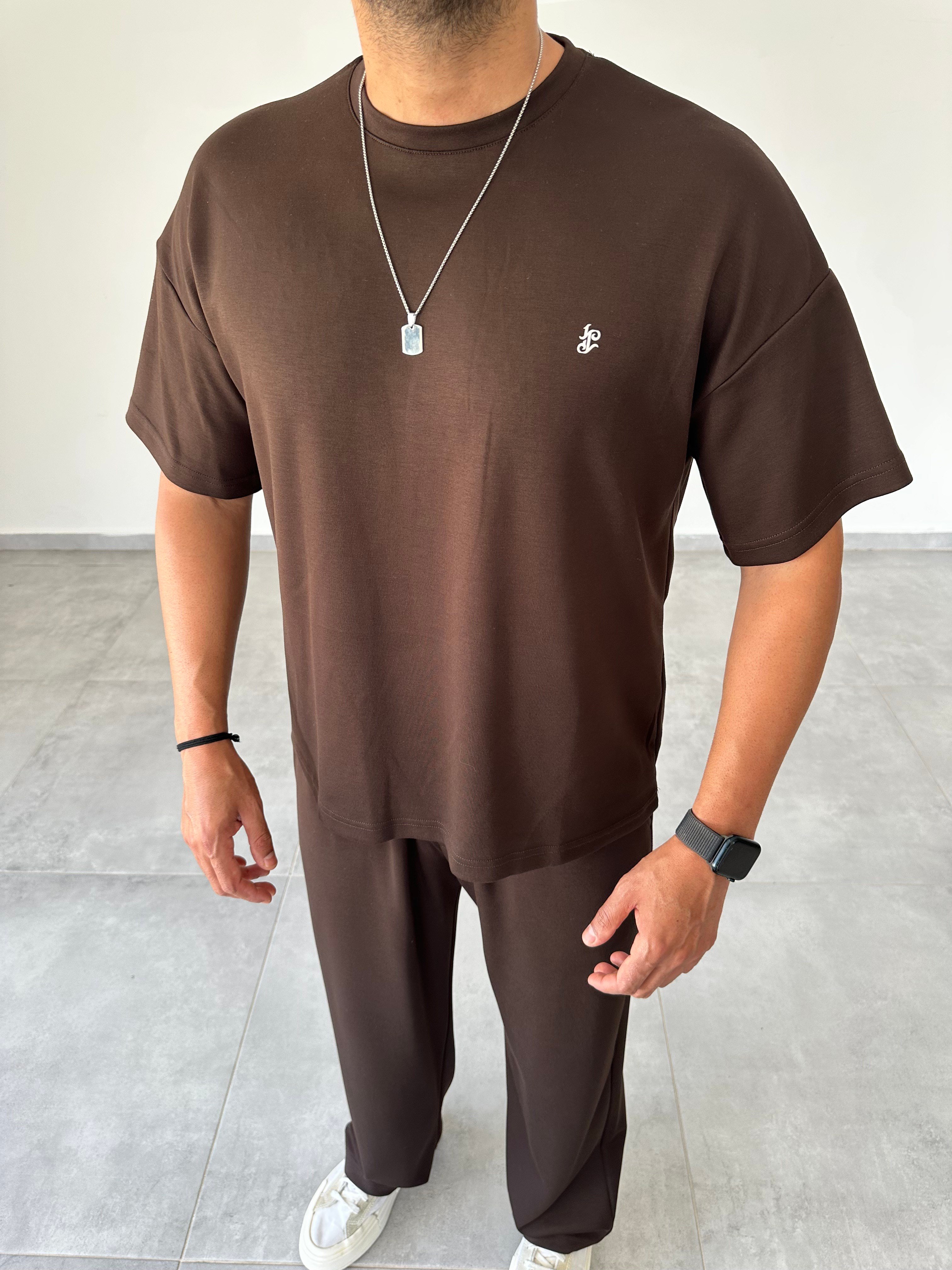 Kahve Renk Modal Kumaş Rahat Kesim T-Shirt