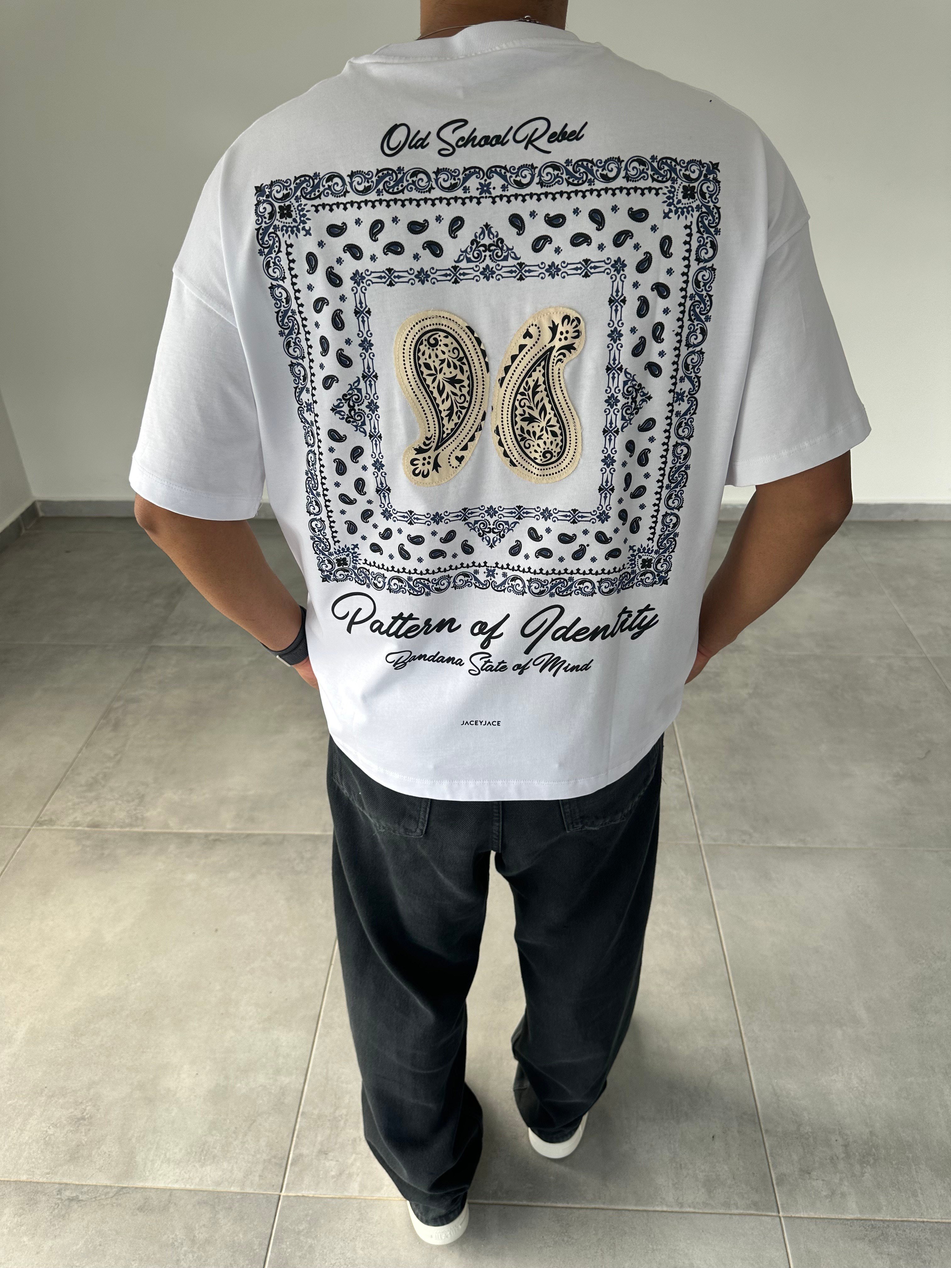 Bandana State Of Mind Nakış Ve Pantchlı  Beyaz Renk Oversize T-Shirt