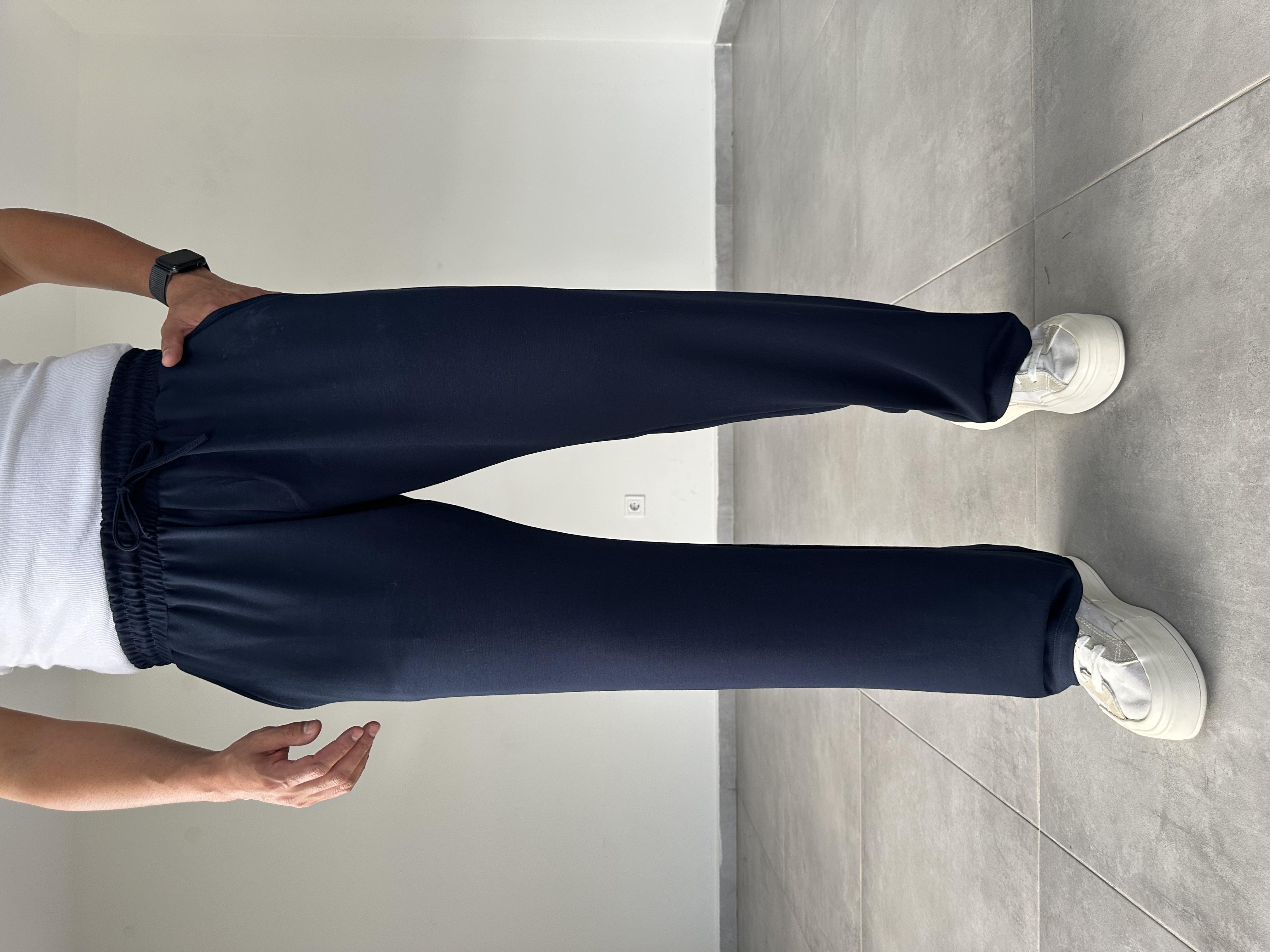 Lacivert Renk Modal Kumaş Basic Baggy Pantolon