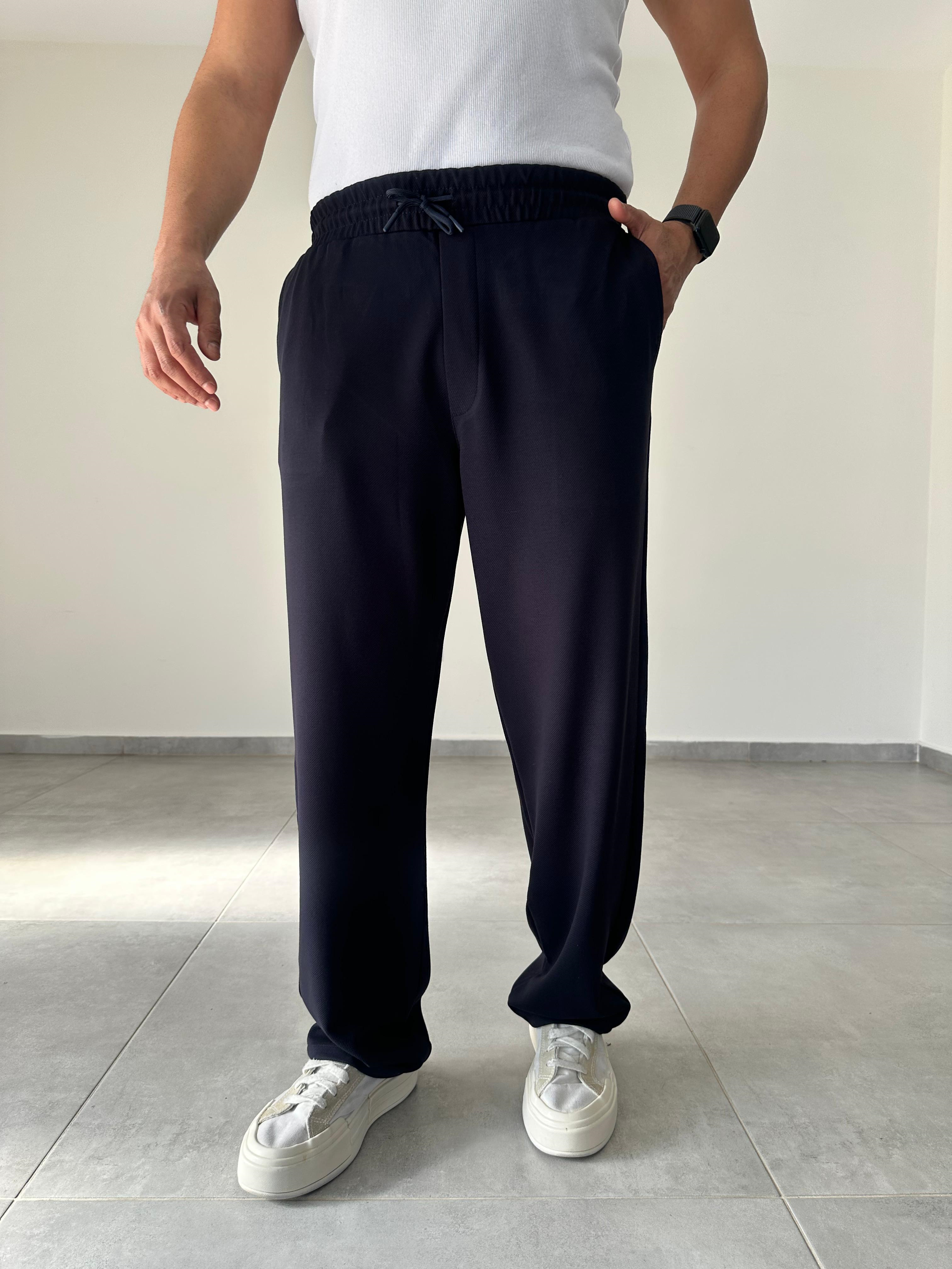 Lacivert Renk Örme Gabardin Baggy Pantolon