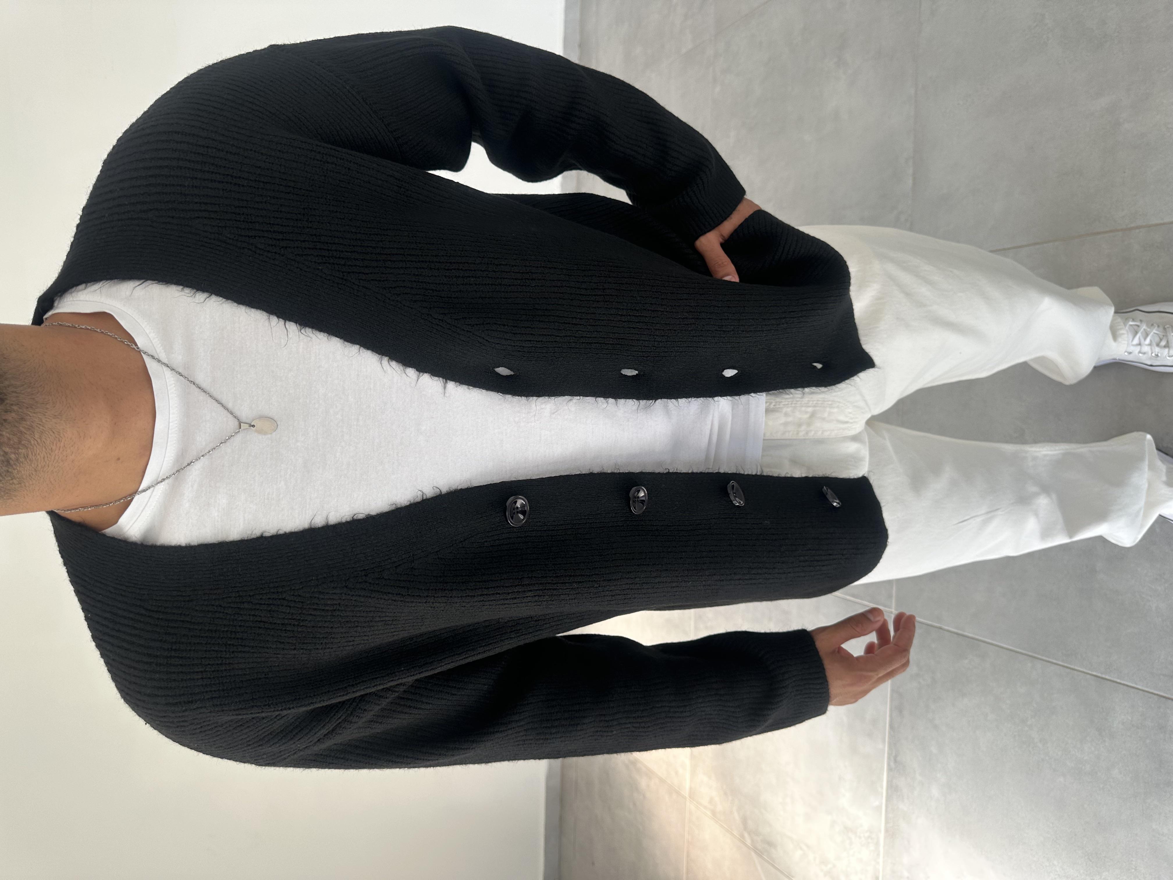 Siyah Renk Oversize Kesim Örme Triko Ceket