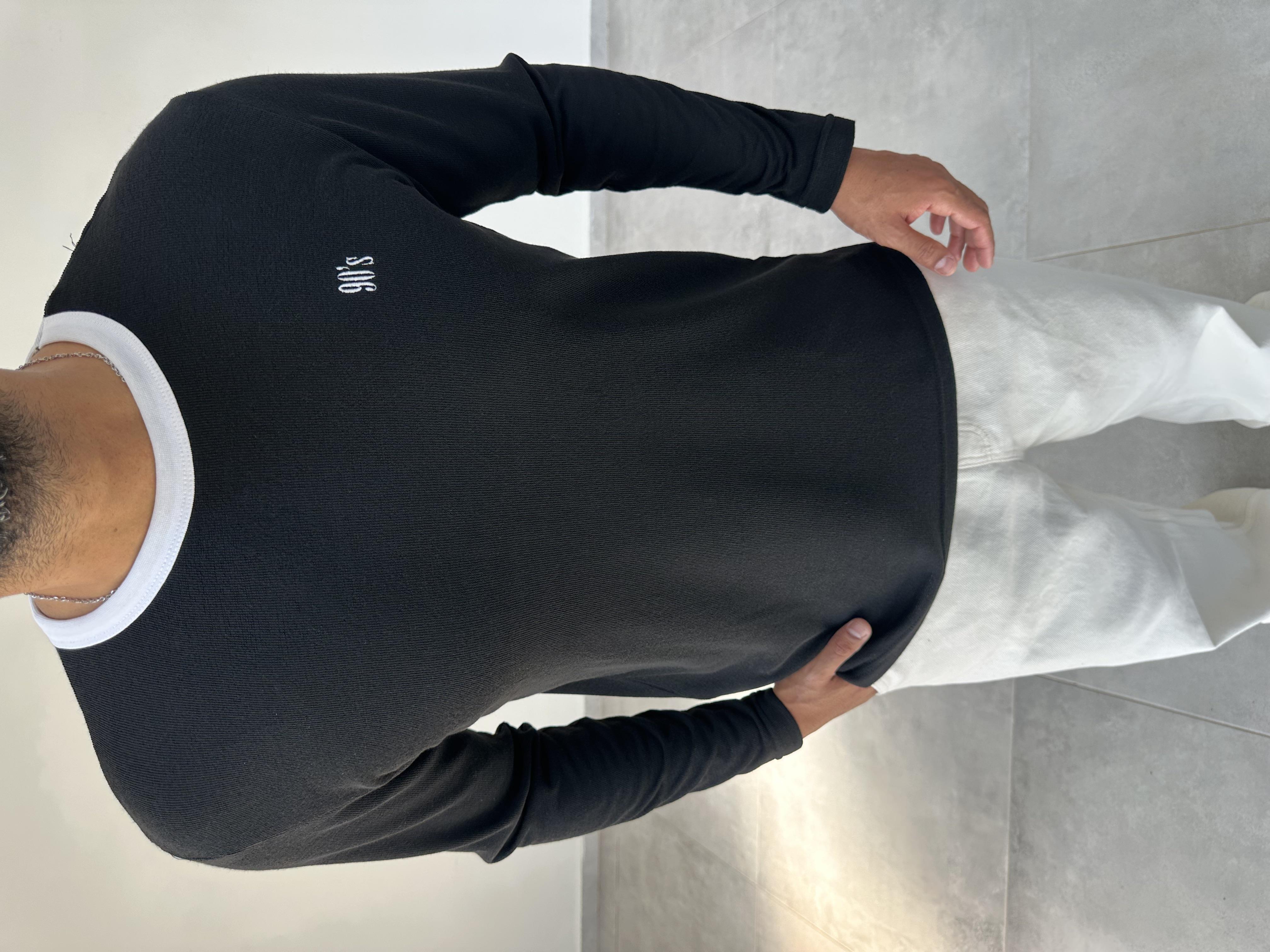 90's Nakış Detaylı Siyah Renk Retro Sweatshirt