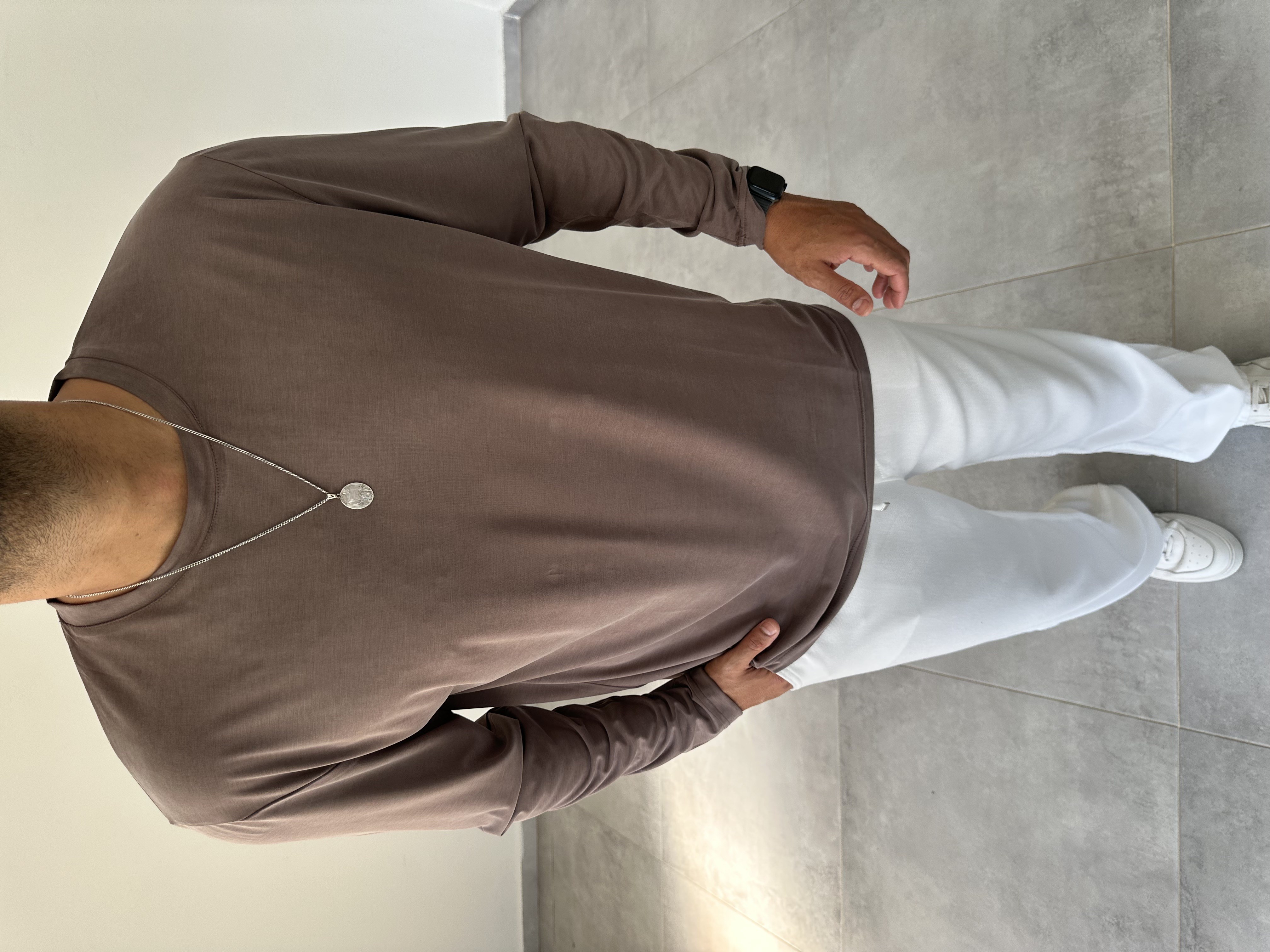 Kahve Renk Modal Kumaş Basic Sweatshirt