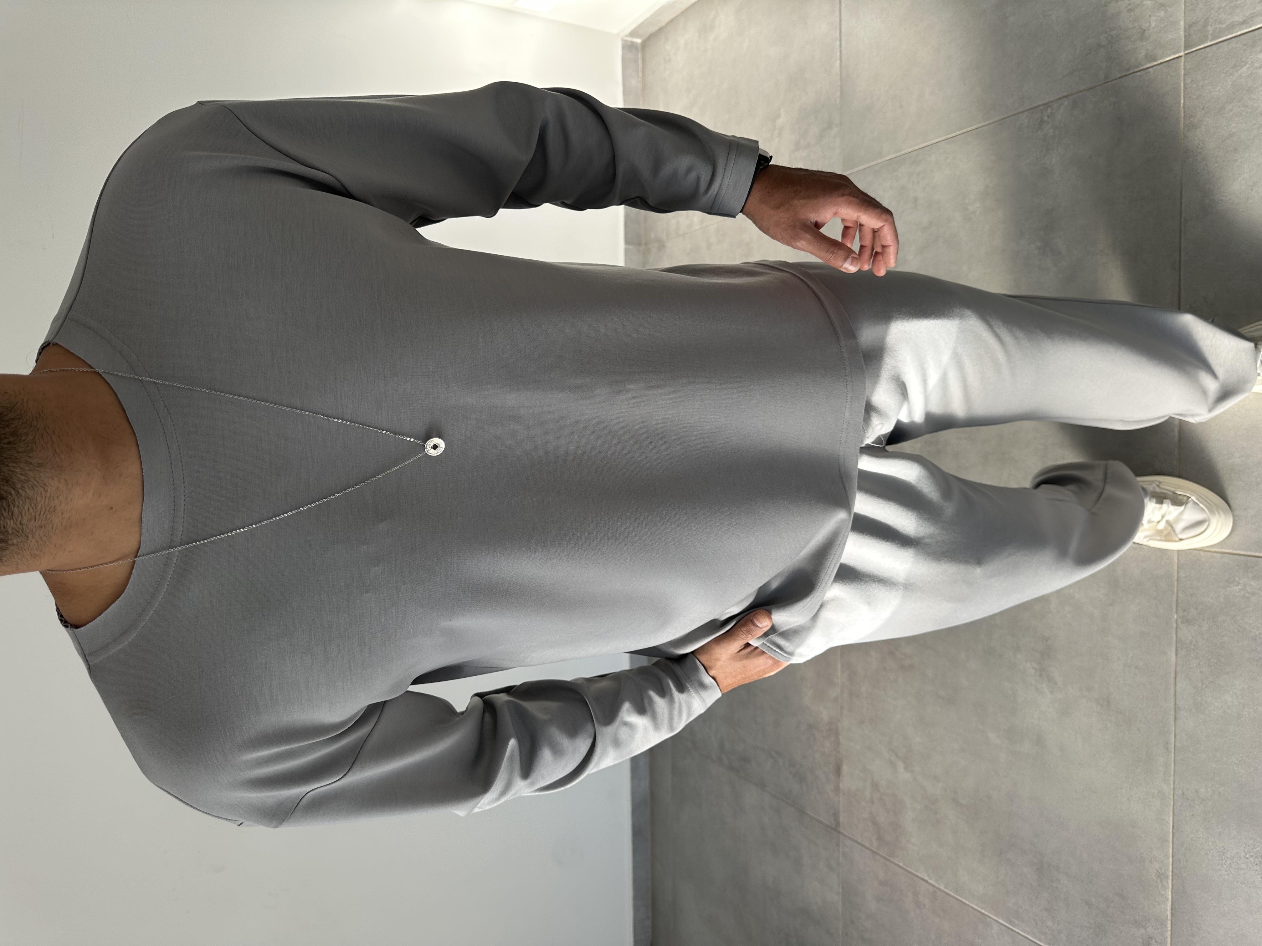 Gri Renk Oys Kumaş Oversize Kesim Sweatshirt