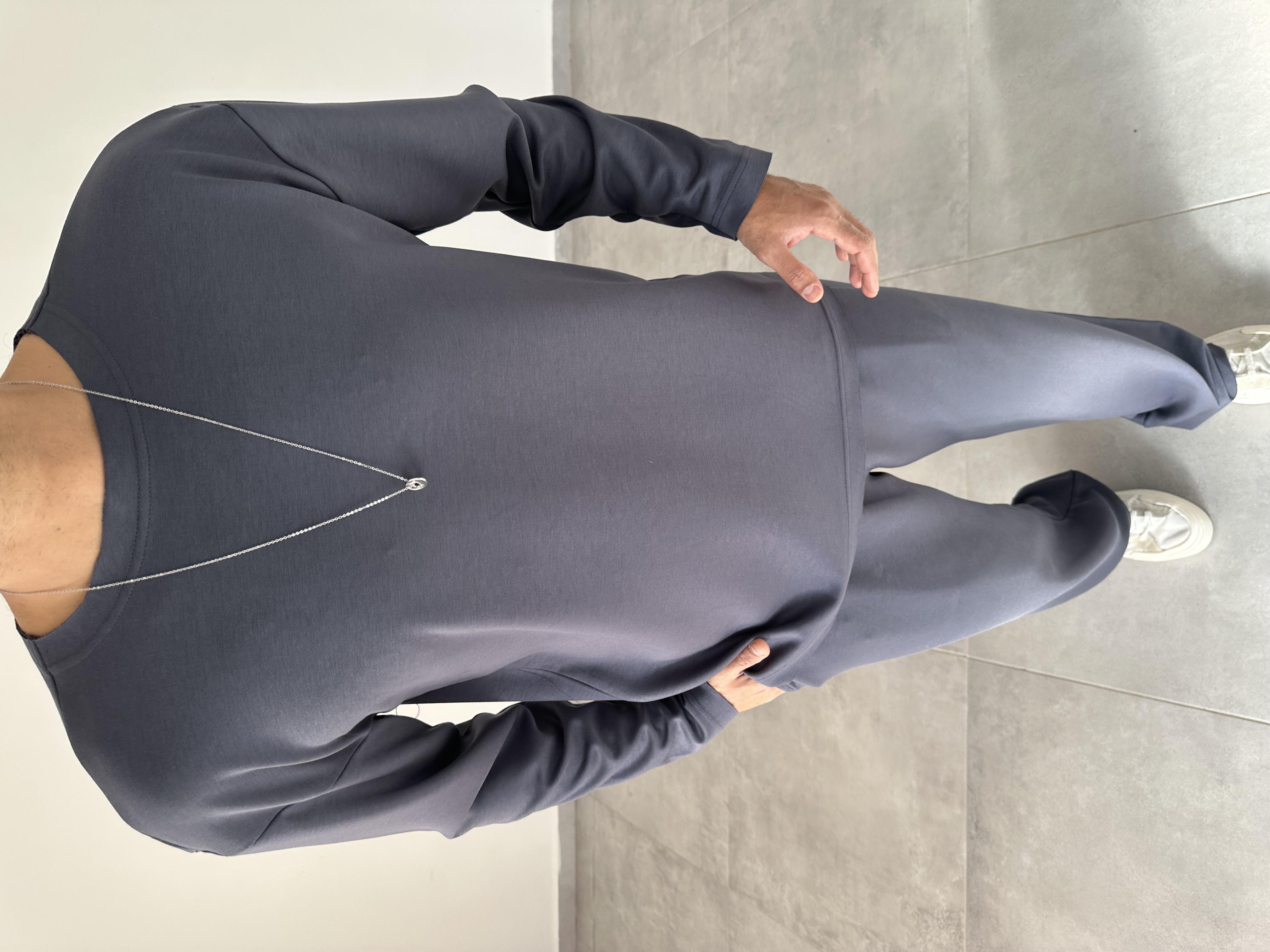 Antrasit Renk Oys Kumaş Oversize Kesim Sweatshirt