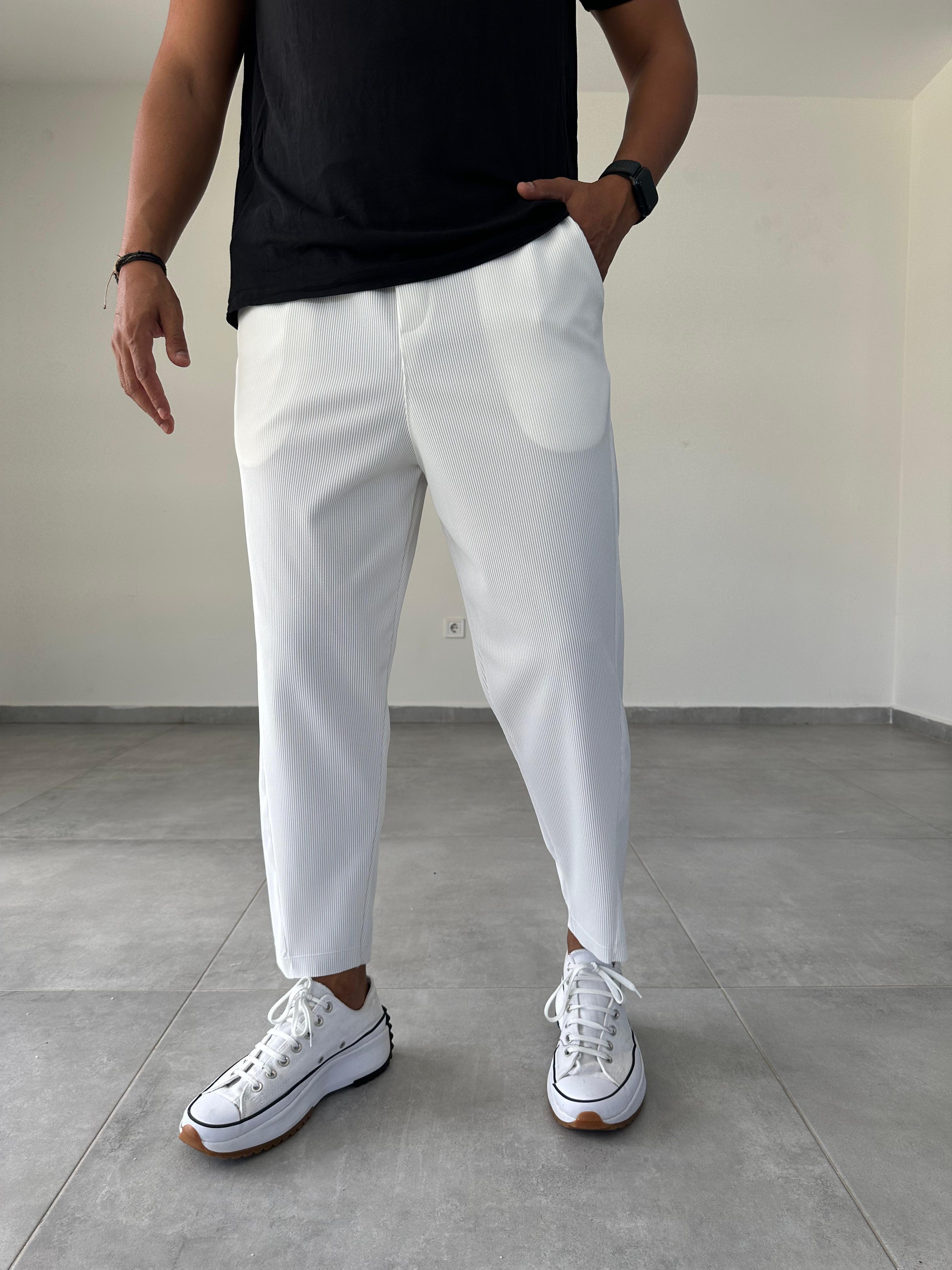 Ekru Renk Carrot Fit Çapraz Dikişli Jogger