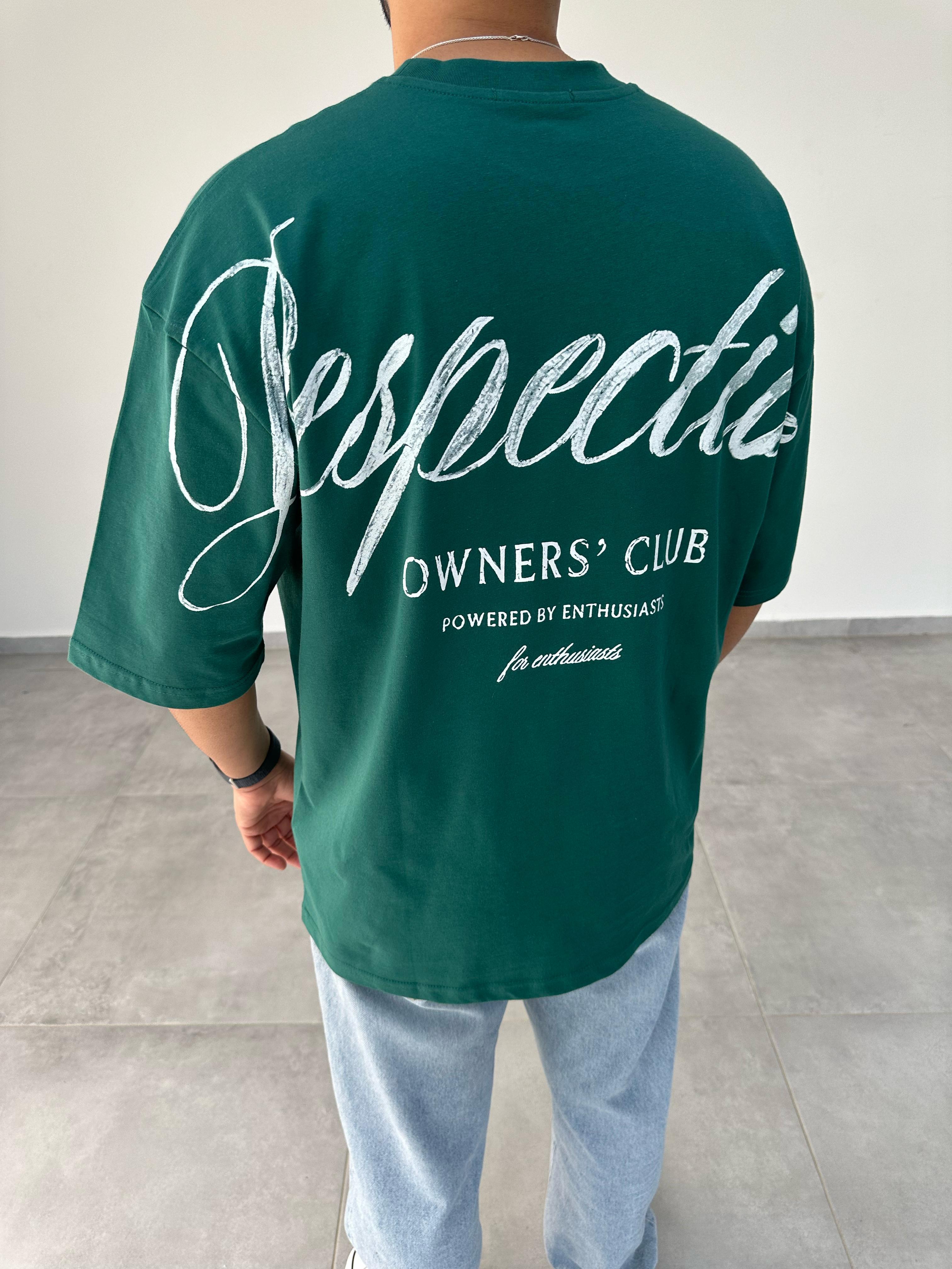 Nefti Yeşili Respective Baskılı Oversize T-Shirt