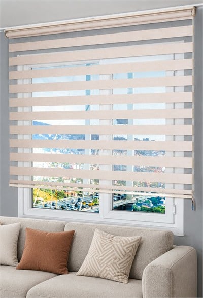 Krem Bambu Zebra Perde