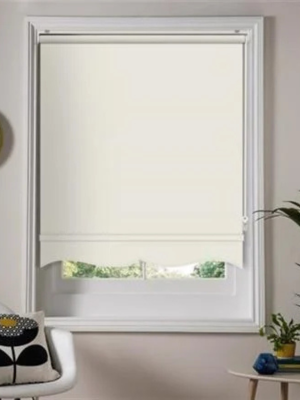 Krem Mat Etek Dilimli Stor Perde  