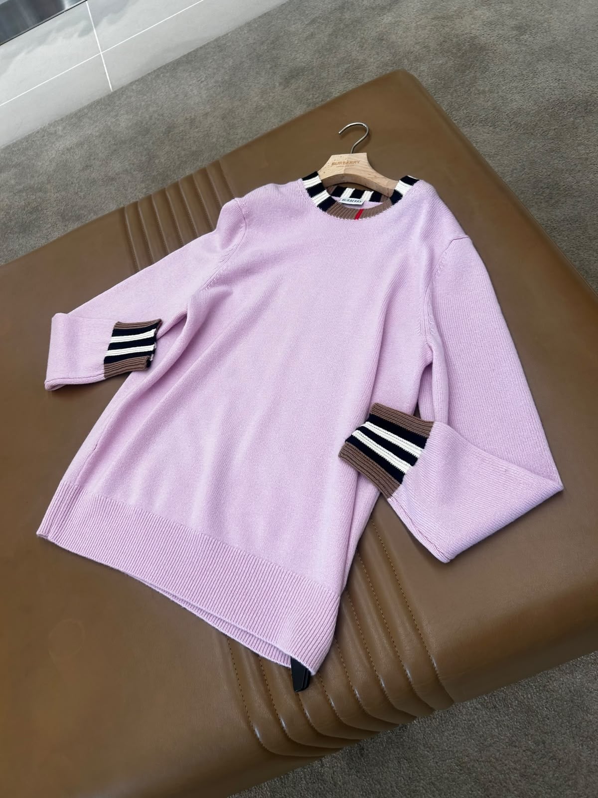 Burberry Wool Cashmere Sweater Pembe