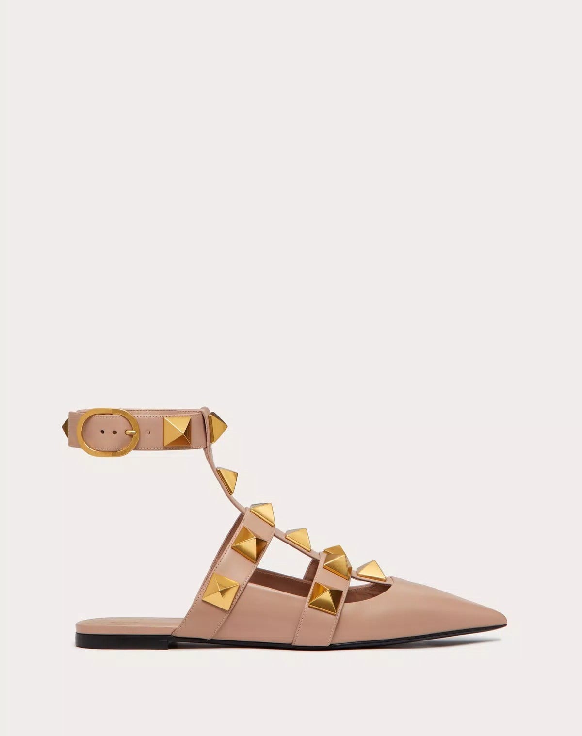 Valentino Roman Stud Calfskin Low Ballet Flat