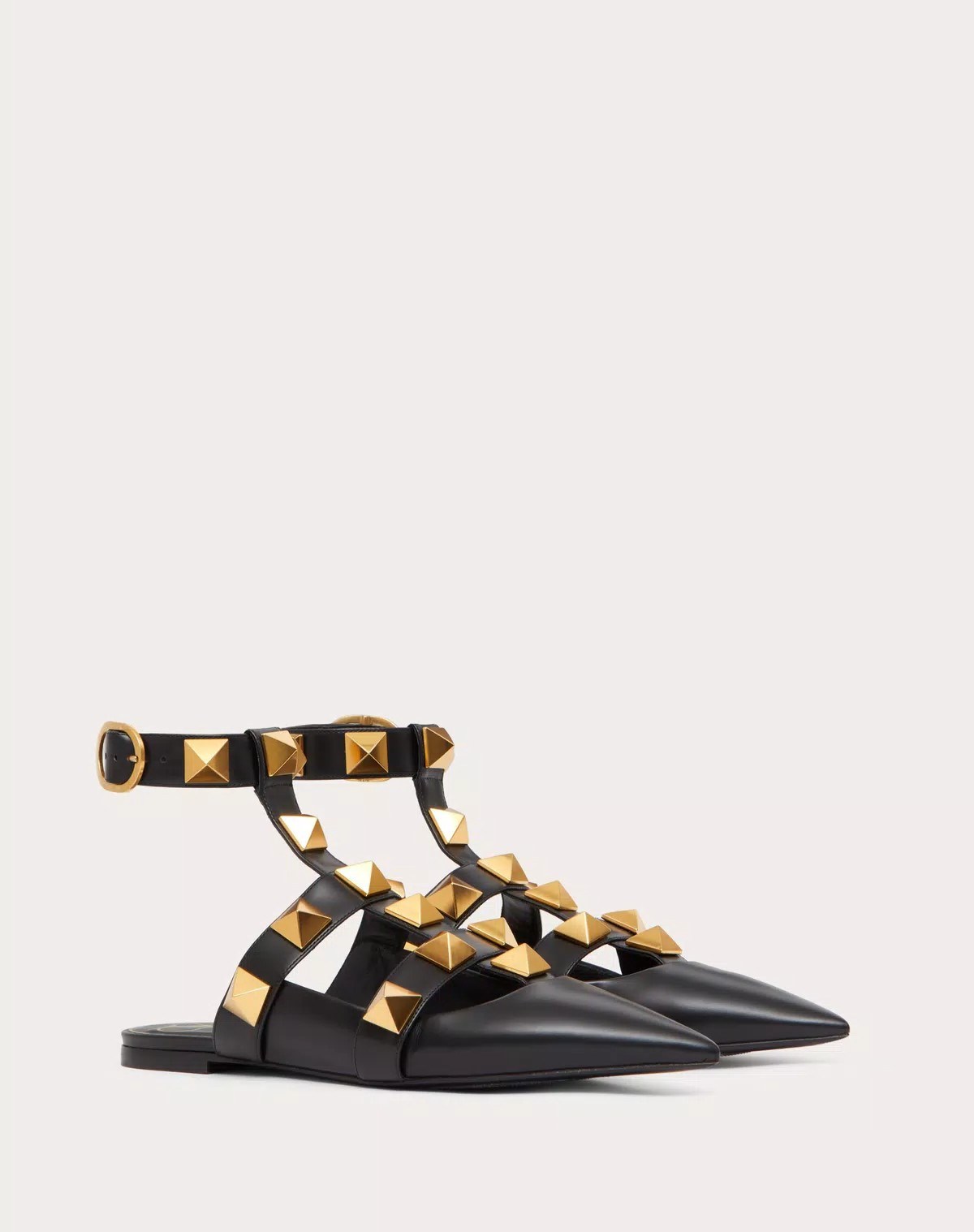Valentino Roman Stud Calfskin Low Ballet Flat