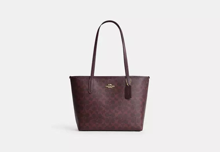 Coach Medium City Tote Gold/Black Currant Çanta