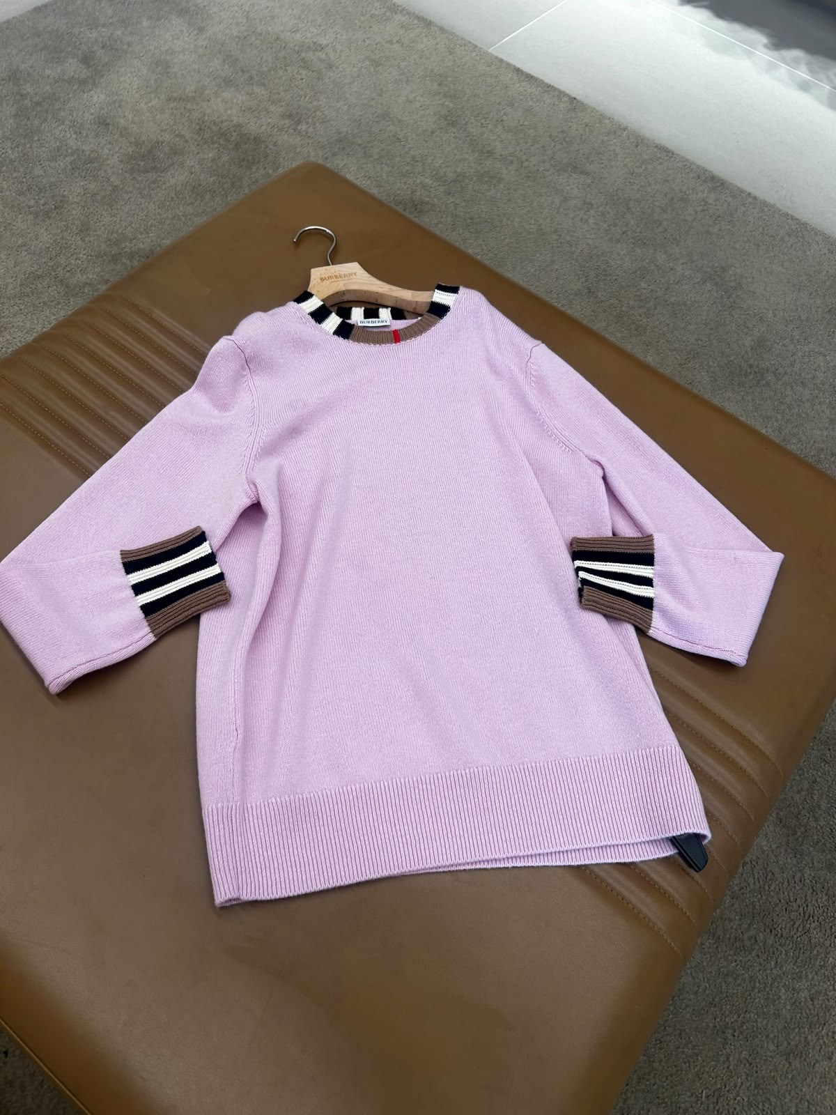 Burberry Wool Cashmere Sweater Pembe