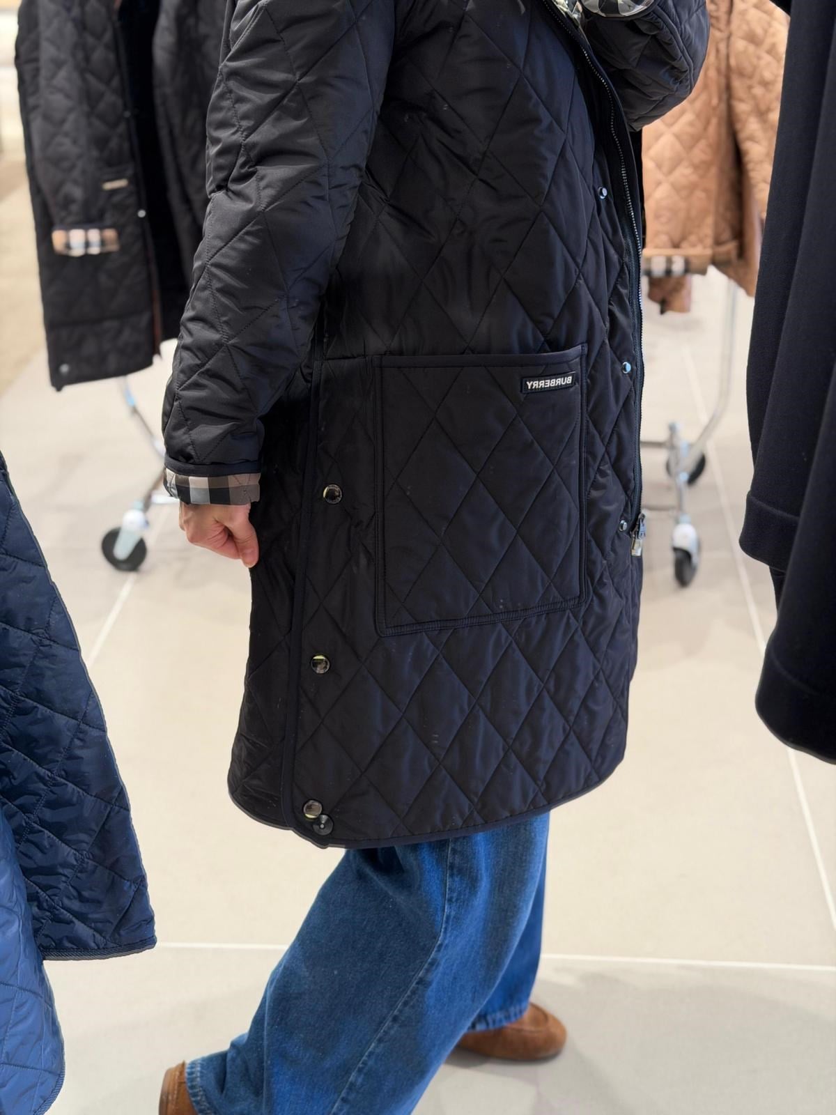 Burberry Şapkalı Quilted Uzun Mont
