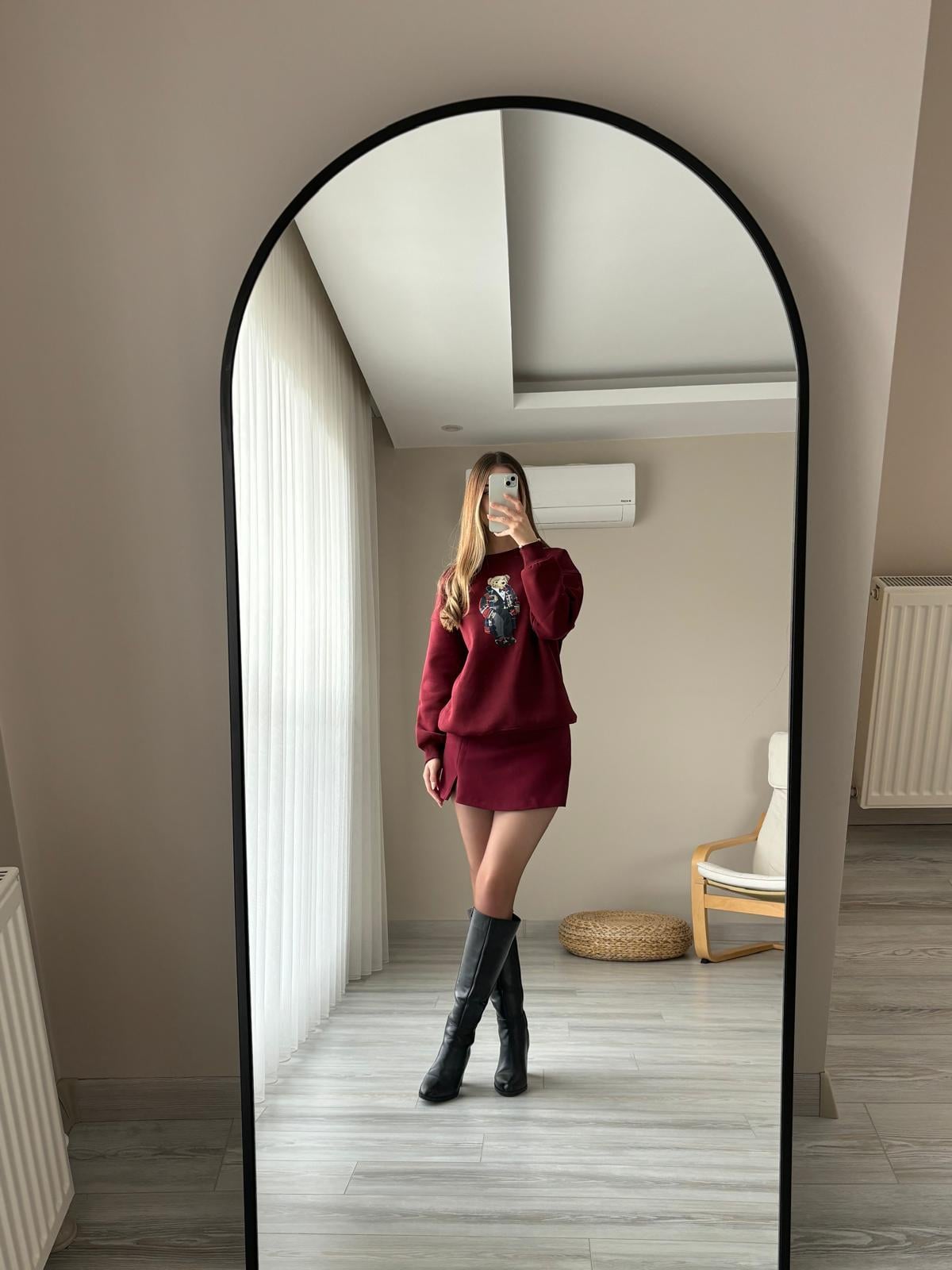 Bordo Mini Şort Etek