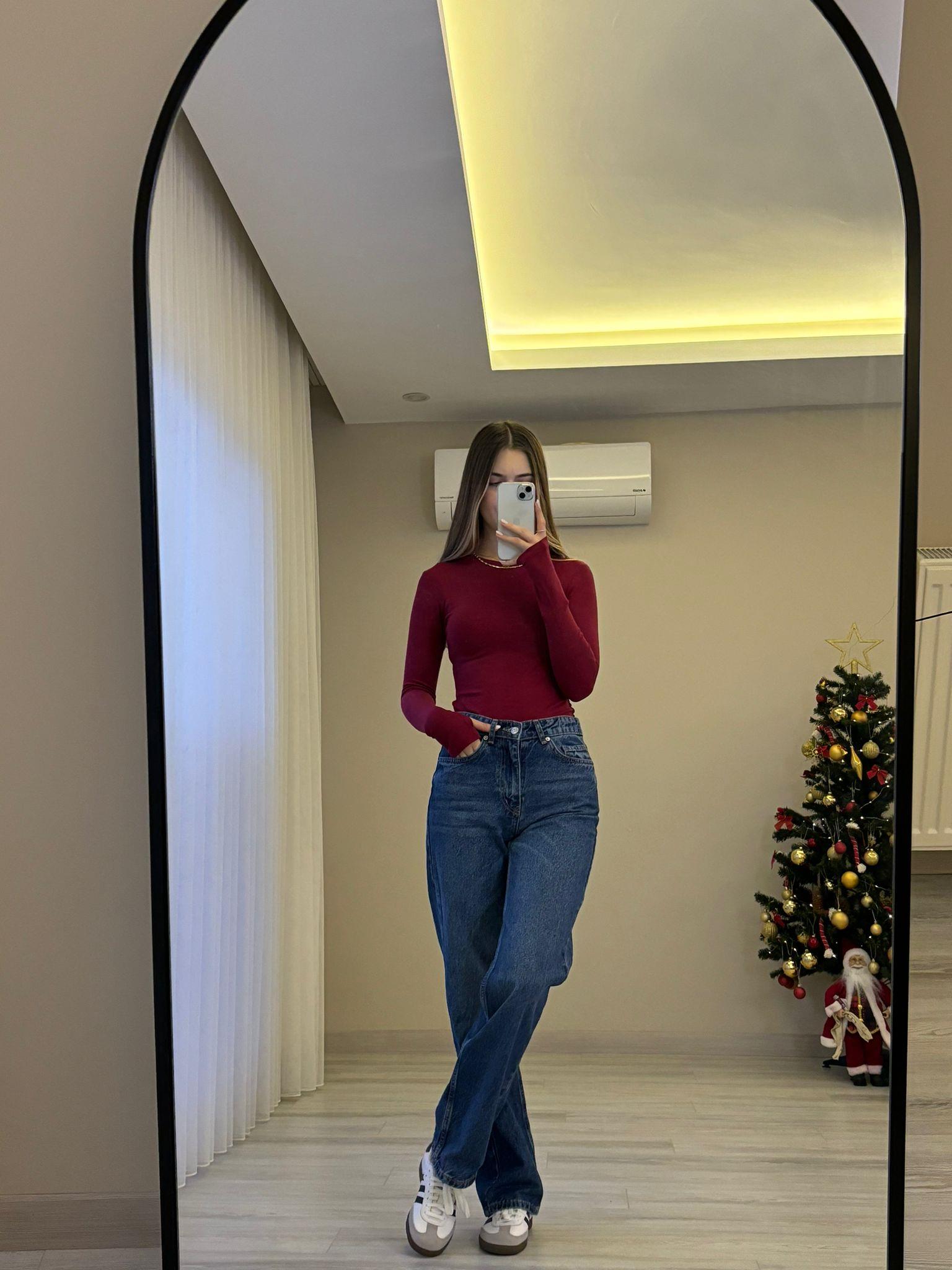 Bordo Orjinal Marka Modal Kumaşlı Bluz