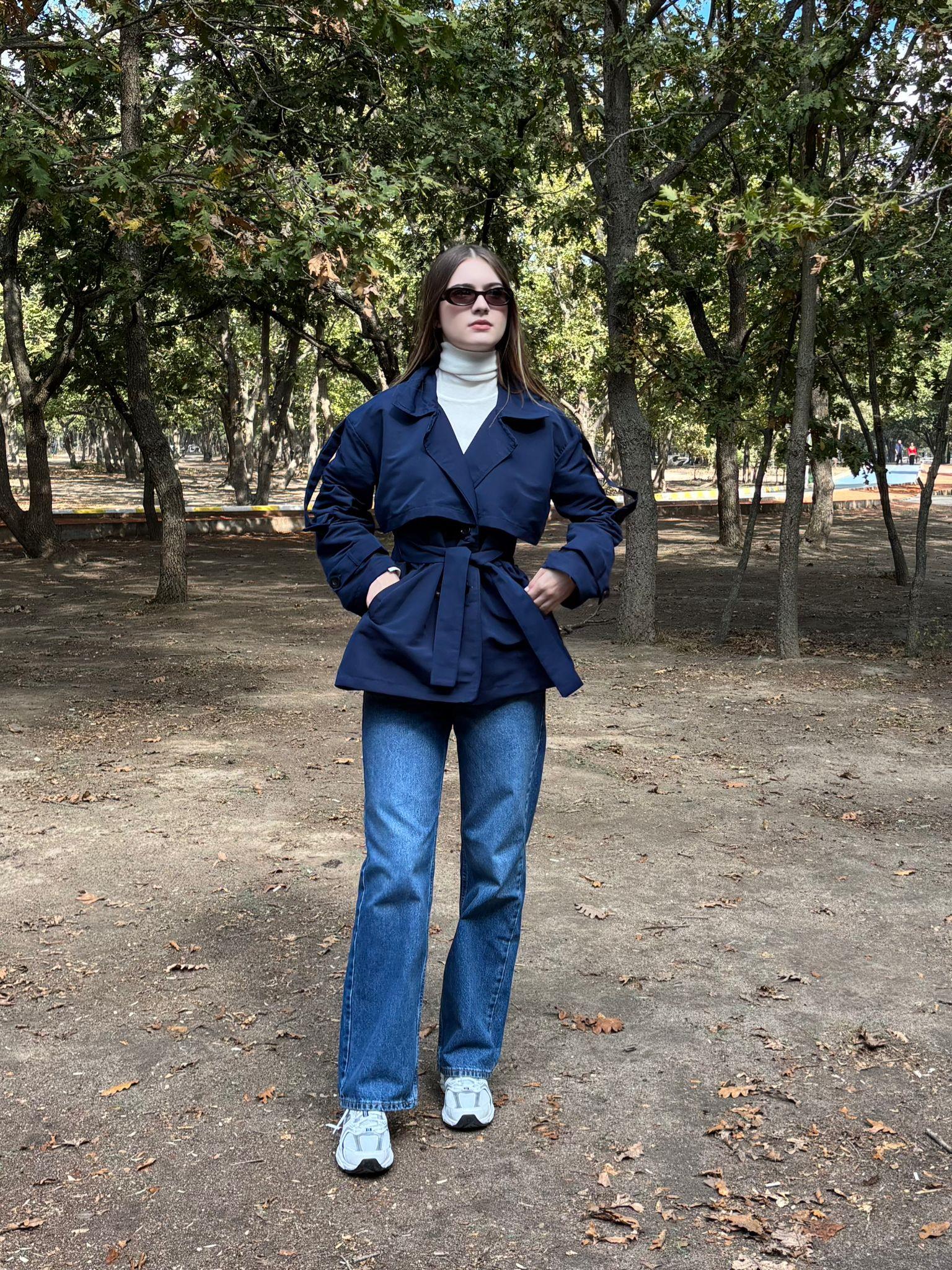 Lacivert Oversize Trençkot