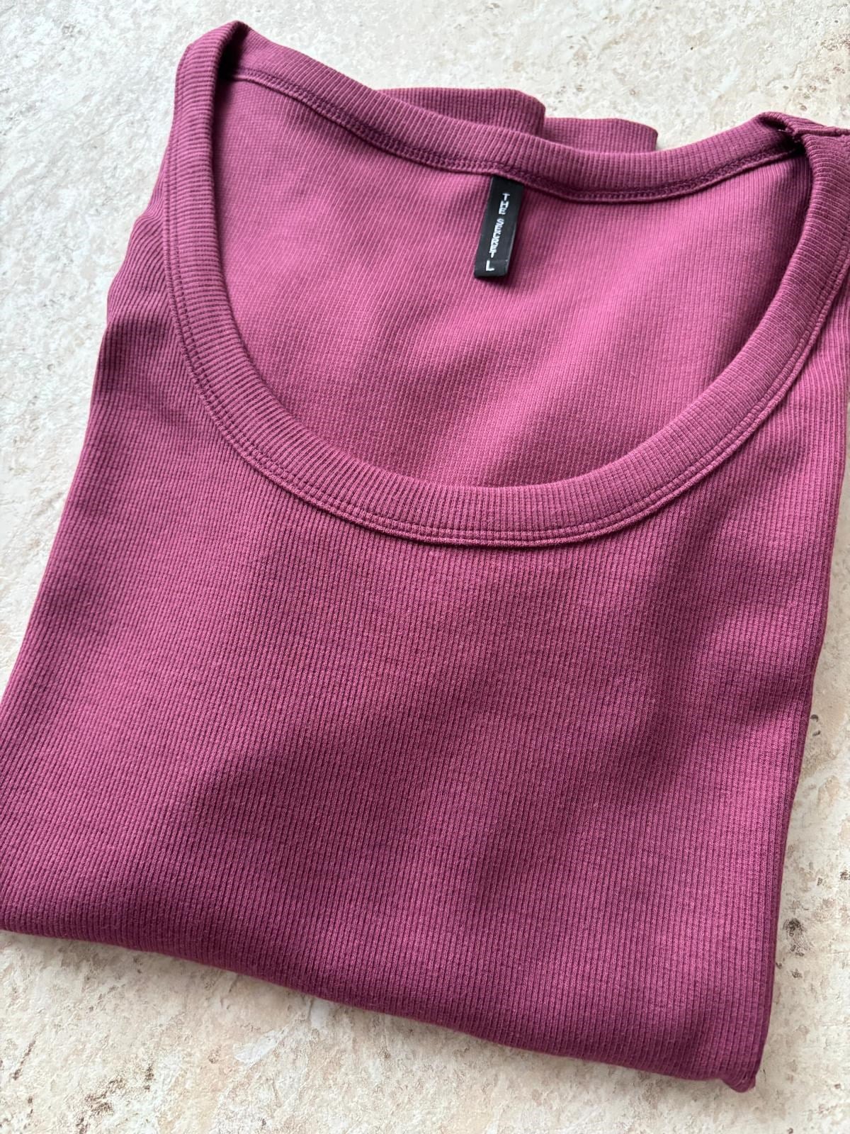 Mürdüm U Yaka %100 Pamuklu Likralı Basic Body