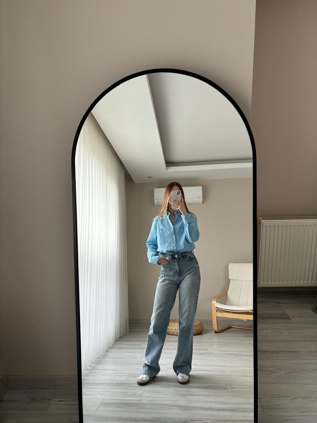 Mavi Lcste Keten Gömlek