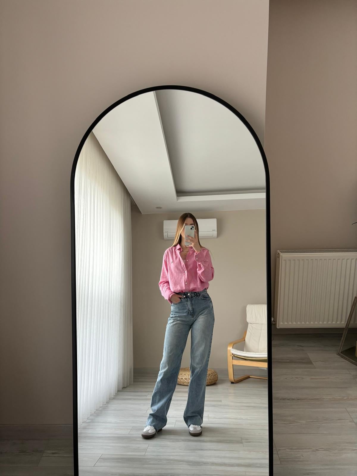 Pembe Lscte Keten Gömlek