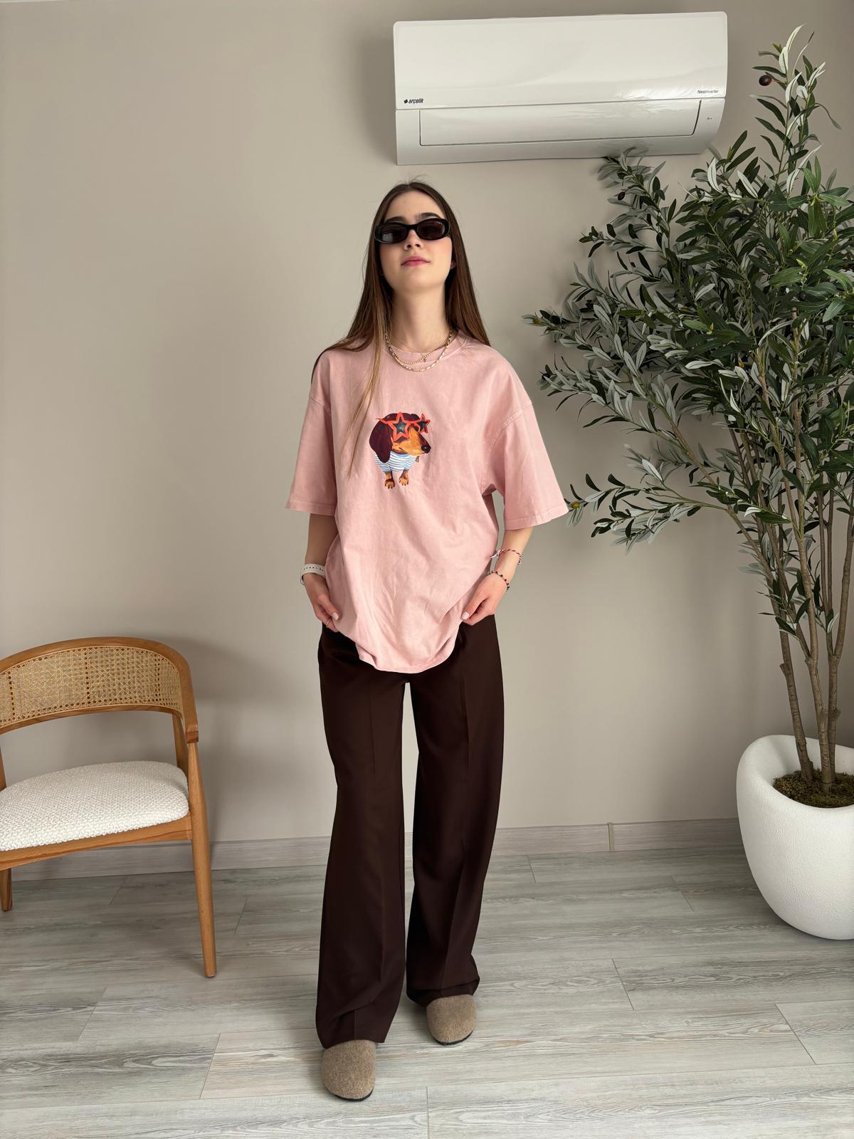 Tasarım Dog Pudra Oversize T-shirt