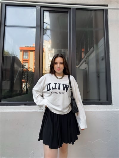  Beyaz Wild West Modal Sweatshirt