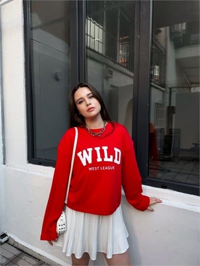  Kırmızı Wild West Modal Sweatshirt