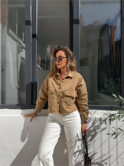 Camel Sırtı Pullu Tasarım Ceket