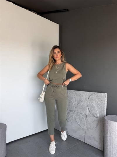 Haki Sıfır Kol Pike Basic Takım