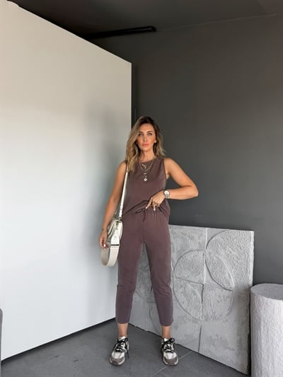 Kahve Sıfır Kol Pike Basic Takım