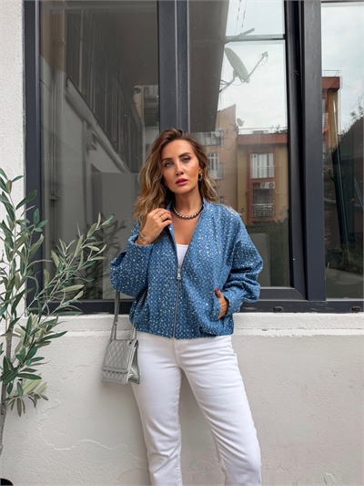 Lacivert Pullu Bomber Kot Ceket