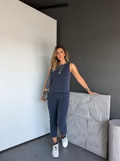 Lacivert Sıfır Kol Pike Basic Takım