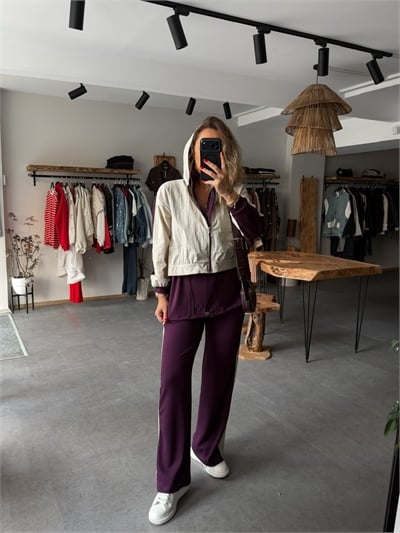 Mürdüm Paraşüt Yelek Parçalı Modal Takım