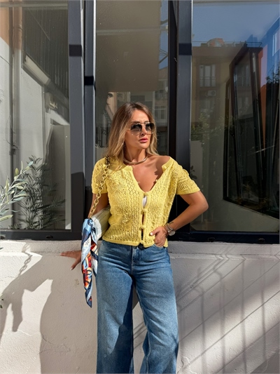 Sarı Orijinal Crochet Hırka