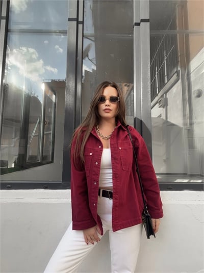 Vişne Cepli Gabardin Ceket